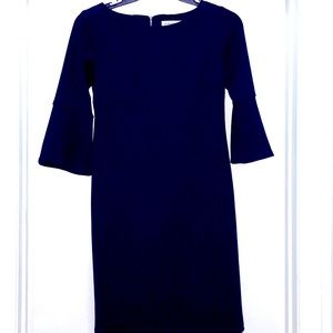 Bell-sleeve Dress, Navy Blue